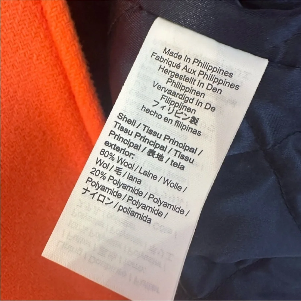 JCrew Lodge Coat Jacket Orange Stadium Wool 2